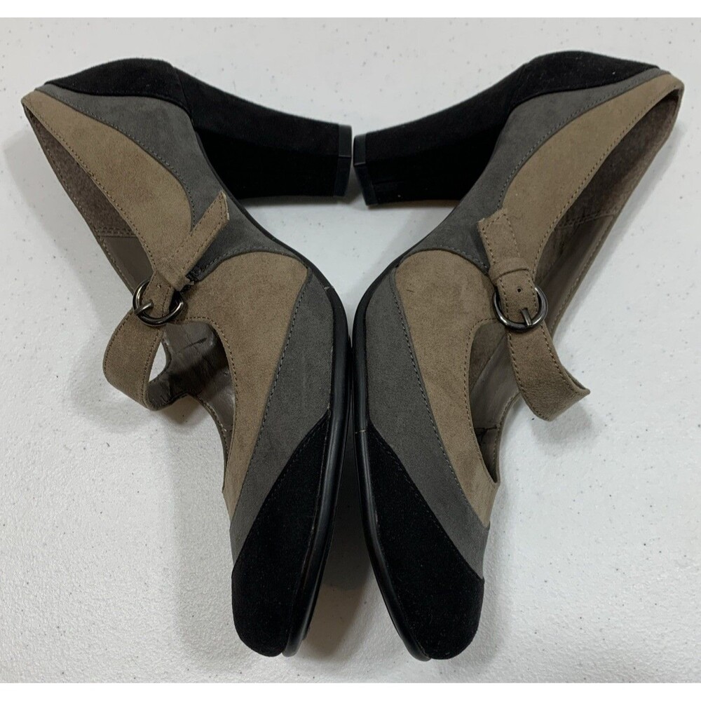 Aerosoles Mary Jane Pumps 10 Tan Gray Black Tri Tone - Picture 5 of 11